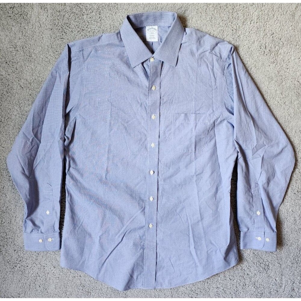 Brooks Brothers Regent Non-Iron Blue Long Sleeve Button Up Shirt Size 16 -‎ 4/5